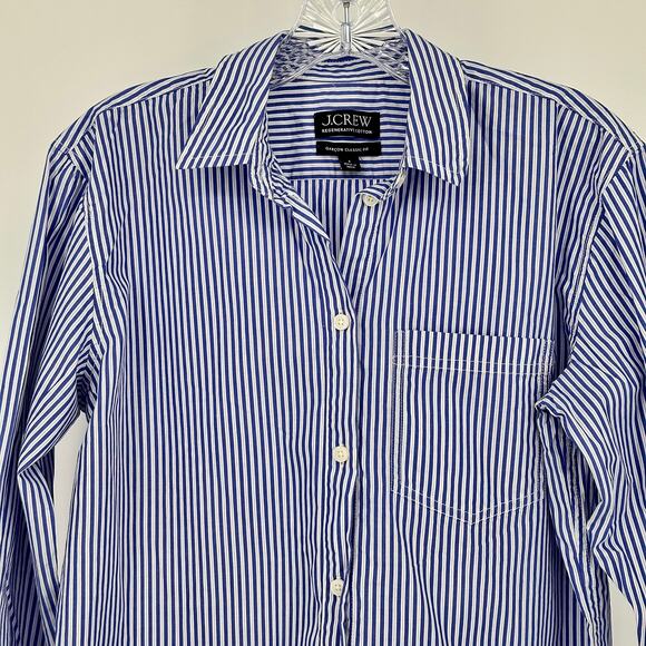 J. Crew Garcon Classic Womens Striped Shirt 4 Blue White Long Sleeve Button Up - Picture 4 of 11